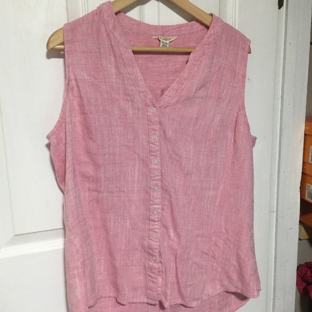 Pink Sleeveless Button-Up Top